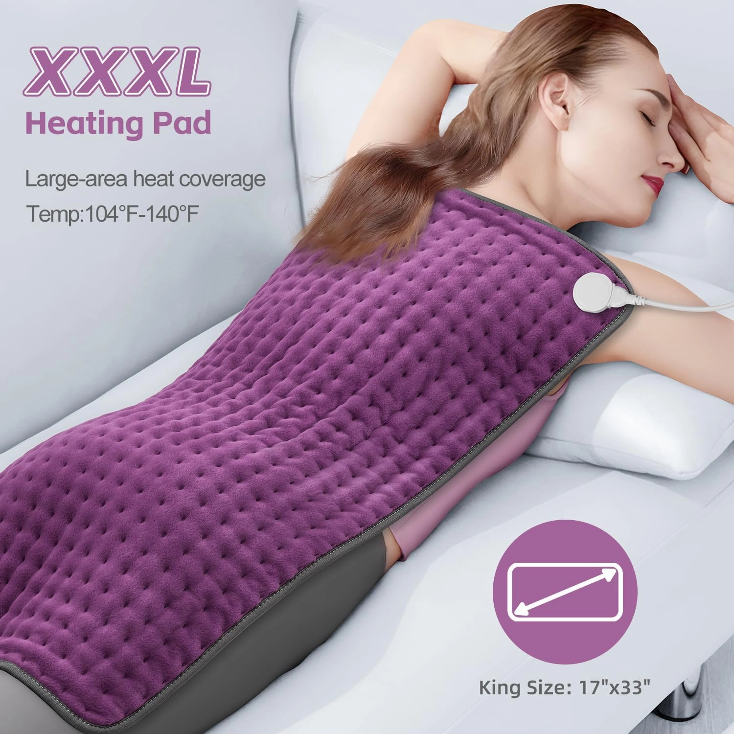 Heating Pad XXXL for Back Pain Relief, Extra Large Heated Pad for Neck/Shoulders/Legs/Knees/Feet/Cramps, Birthday Mothers Day Gifts for Mom Women Wife Grandma Her, 6 Heat Settings, Auto-Off, 17"x33"