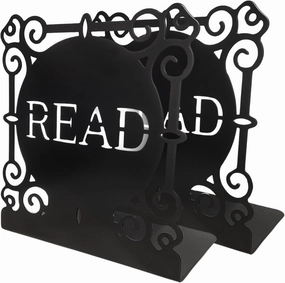Heavy Duty Bookends - Black - Set of 2 Book Ends for Heavy Books- with Non-Slip Padded Base Protection- Creative Bookends Withstand Scratches and Marks- for Thick Books, Shelves, Binders