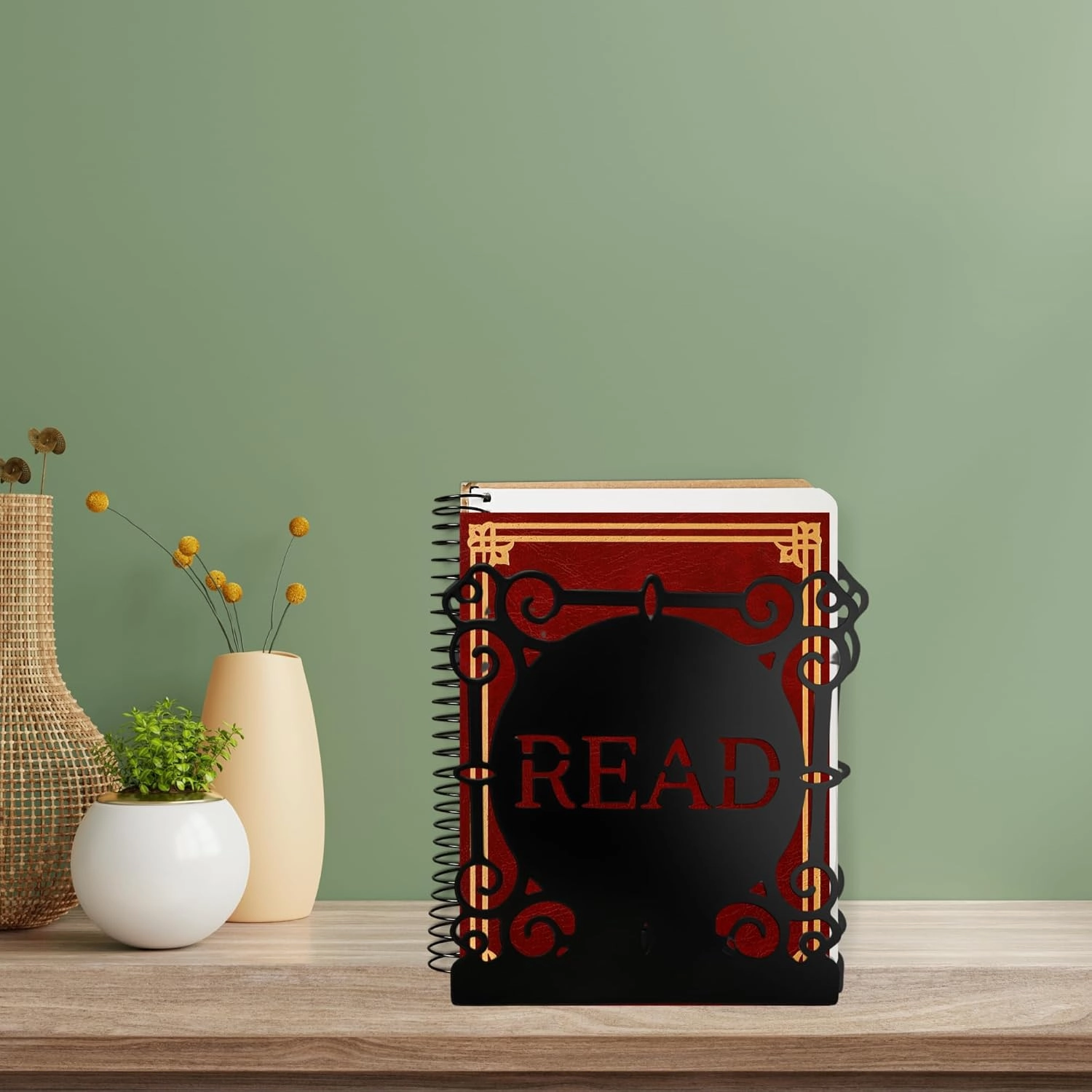 Heavy Duty Bookends - Black - Set of 2 Book Ends for Heavy Books- with Non-Slip Padded Base Protection- Creative Bookends Withstand Scratches and Marks- for Thick Books, Shelves, Binders
