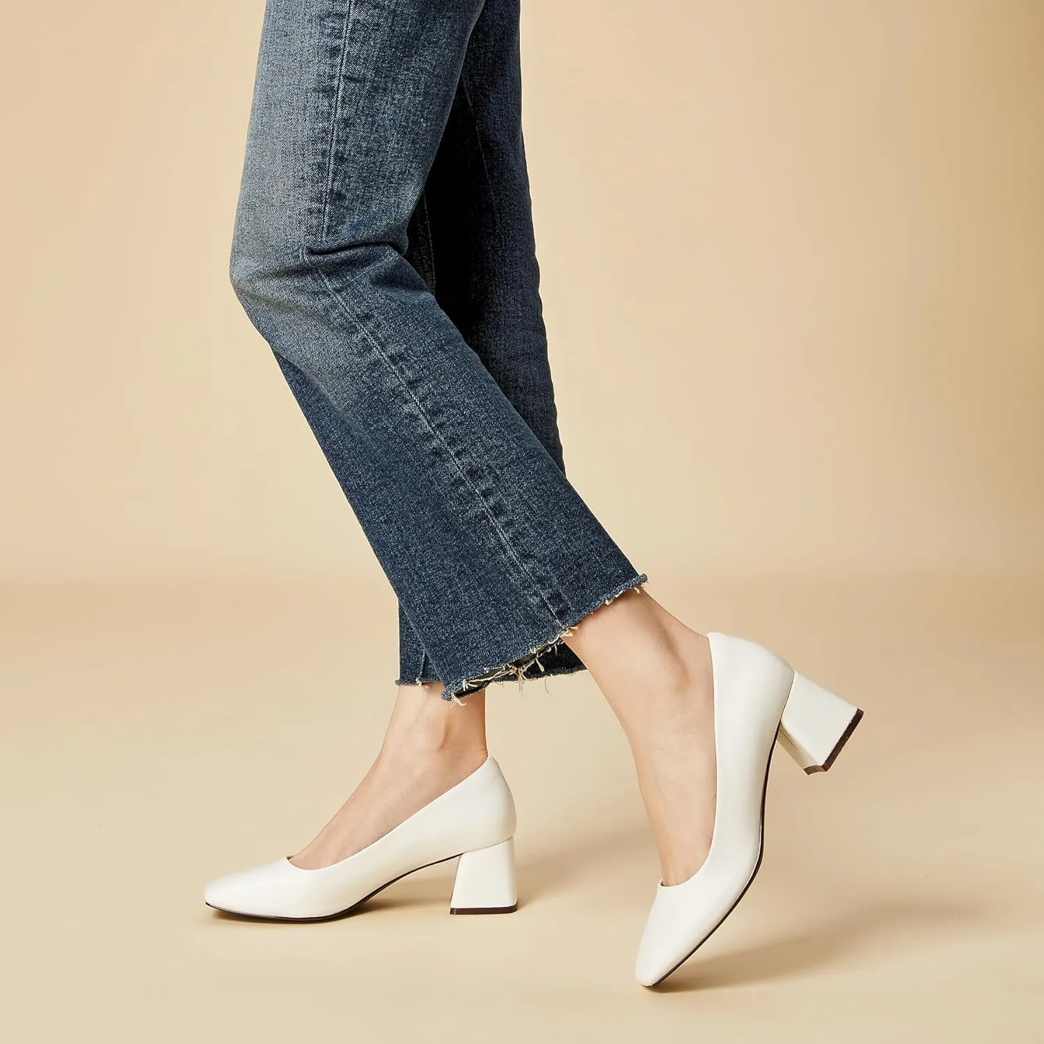 Heel The World Women's Pumps,Low Chunky Block Heels,Square Toe Patent Women Dress Shoes for Party Office