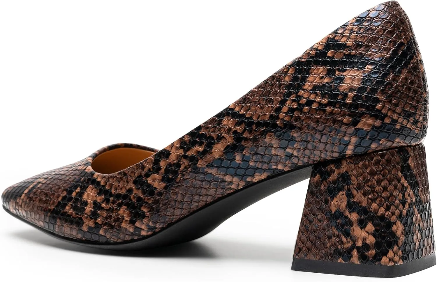 Heel The World Women's Pumps,Low Chunky Block Heels,Square Toe Patent Women Dress Shoes for Party Office