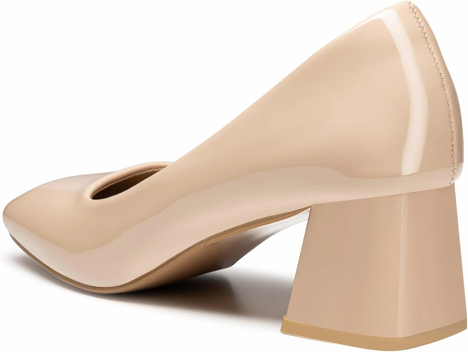 Heel The World Women's Pumps,Low Chunky Block Heels,Square Toe Patent Women Dress Shoes for Party Office