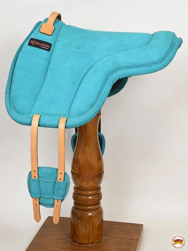 HILASON Horse Bareback Saddle Pad Anti Slip Base Suede Leather Brown