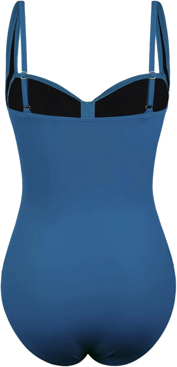 Hilor Women's Tummy Control One Piece Swimsuits Front Twist Bathing Suits Slimming Monokini Swimwear