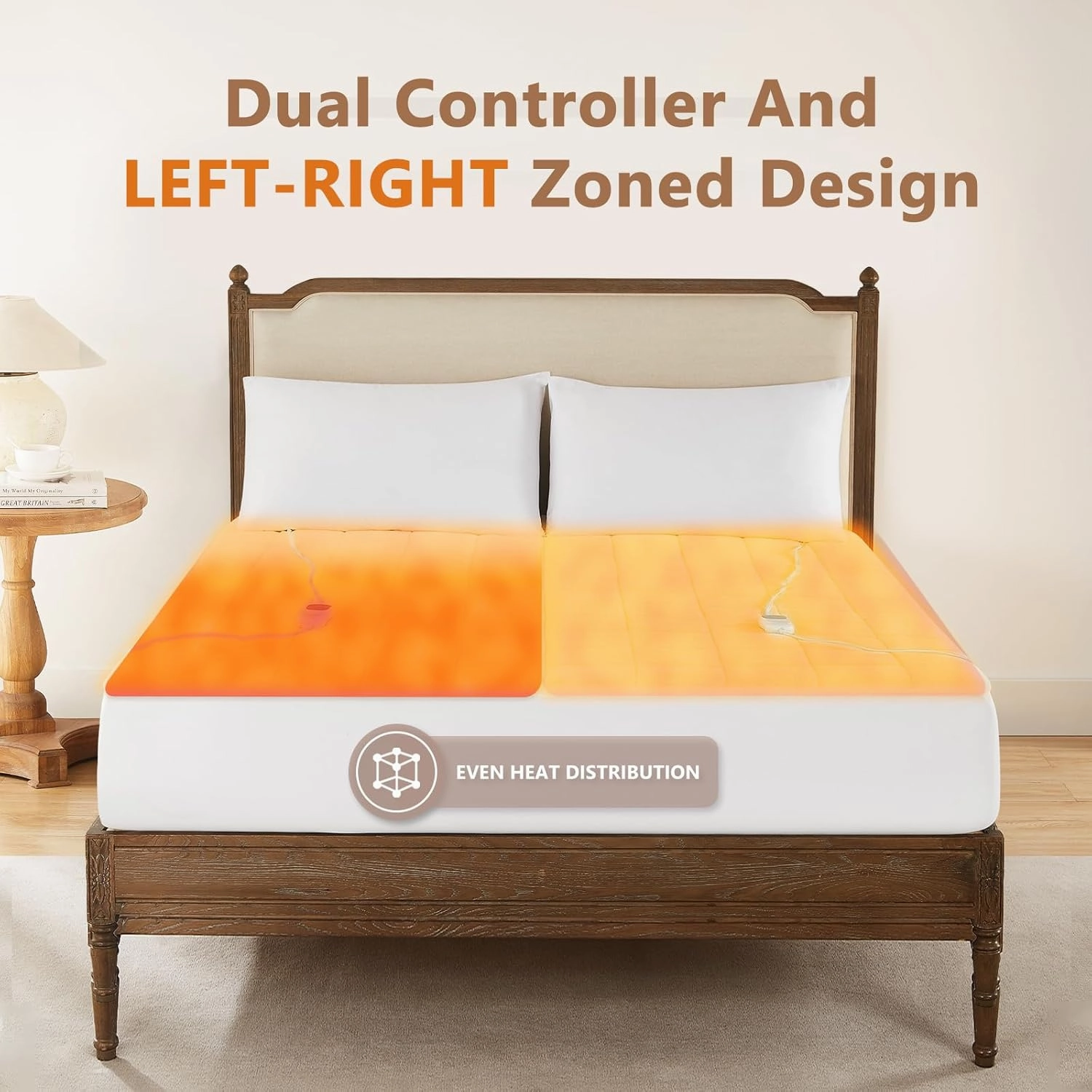 Homemate Heated Mattress Pad California King Size, 5 Heated Setting Coral Fleece Electric Mattress Pad King, Bed Warmer with Dual Controller & Auto Off 10 Hours, Fit Up to 21 Inch, 84"x72"