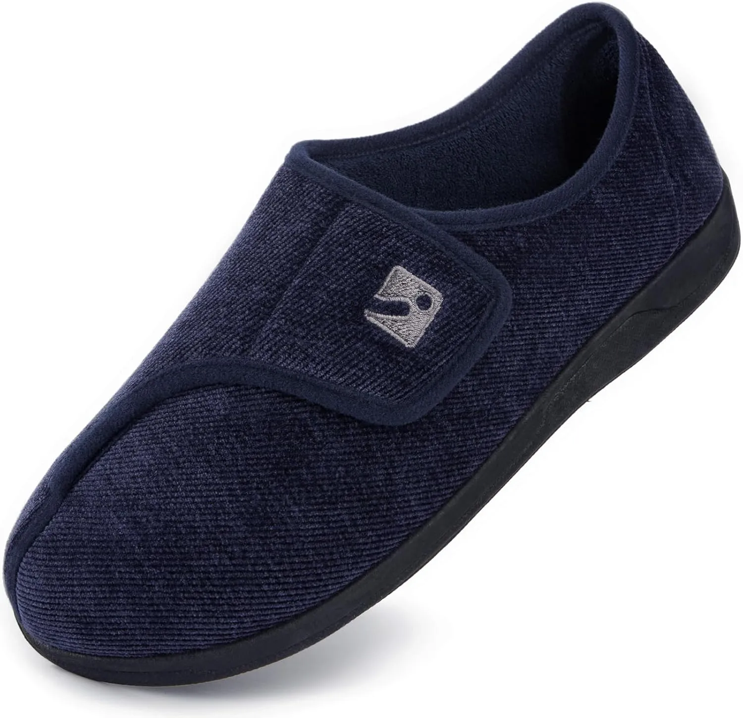 HomeTop Men's Adjustable Chenille Slippers Wide Soft Comfy Non-slip Indoor House Shoes