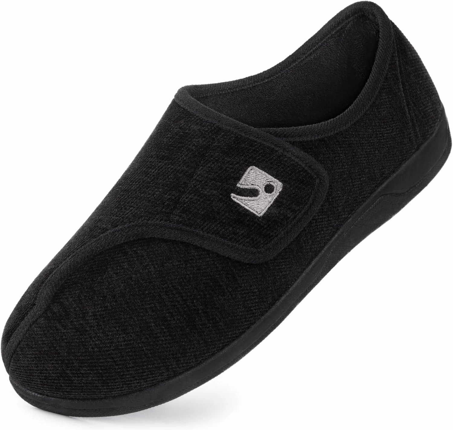 HomeTop Men's Adjustable Chenille Slippers Wide Soft Comfy Non-slip Indoor House Shoes