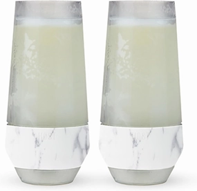 Host Champagne Freeze Stemless Chilling Wine Glasses, 9oz Set of 2, Freezer Cooling Cups, Insulated Flute Gifts for Women, For Mimosas, Prosecco and Bubbly, Marble