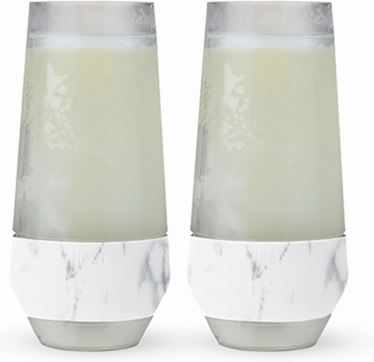 Host Champagne Freeze Stemless Chilling Wine Glasses, 9oz Set of 2, Freezer Cooling Cups, Insulated Flute Gifts for Women, For Mimosas, Prosecco and Bubbly, Marble