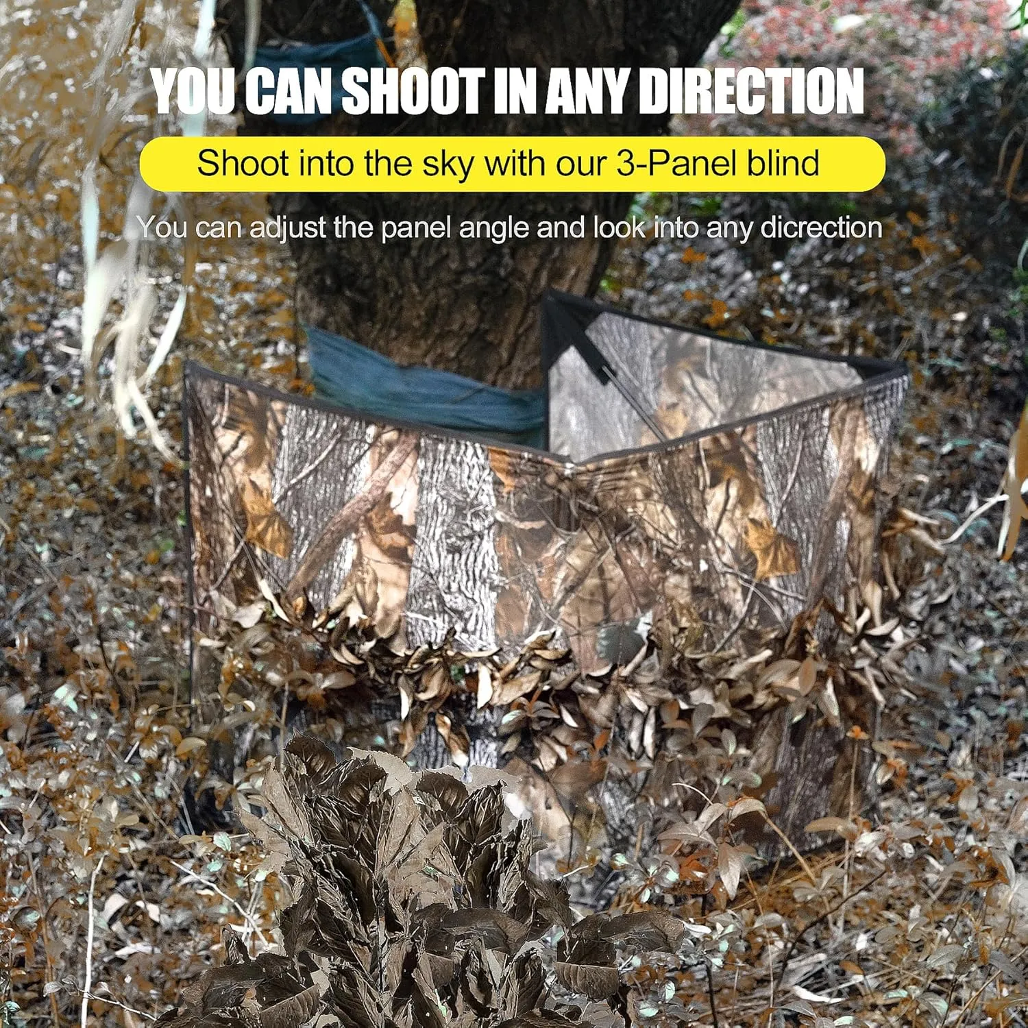 Hunting Blind for Turkey Pop Up Ground Blind Portable & Silent 3-Panel Hunting Ground Blinds for Deer Duck Turkey Hunting