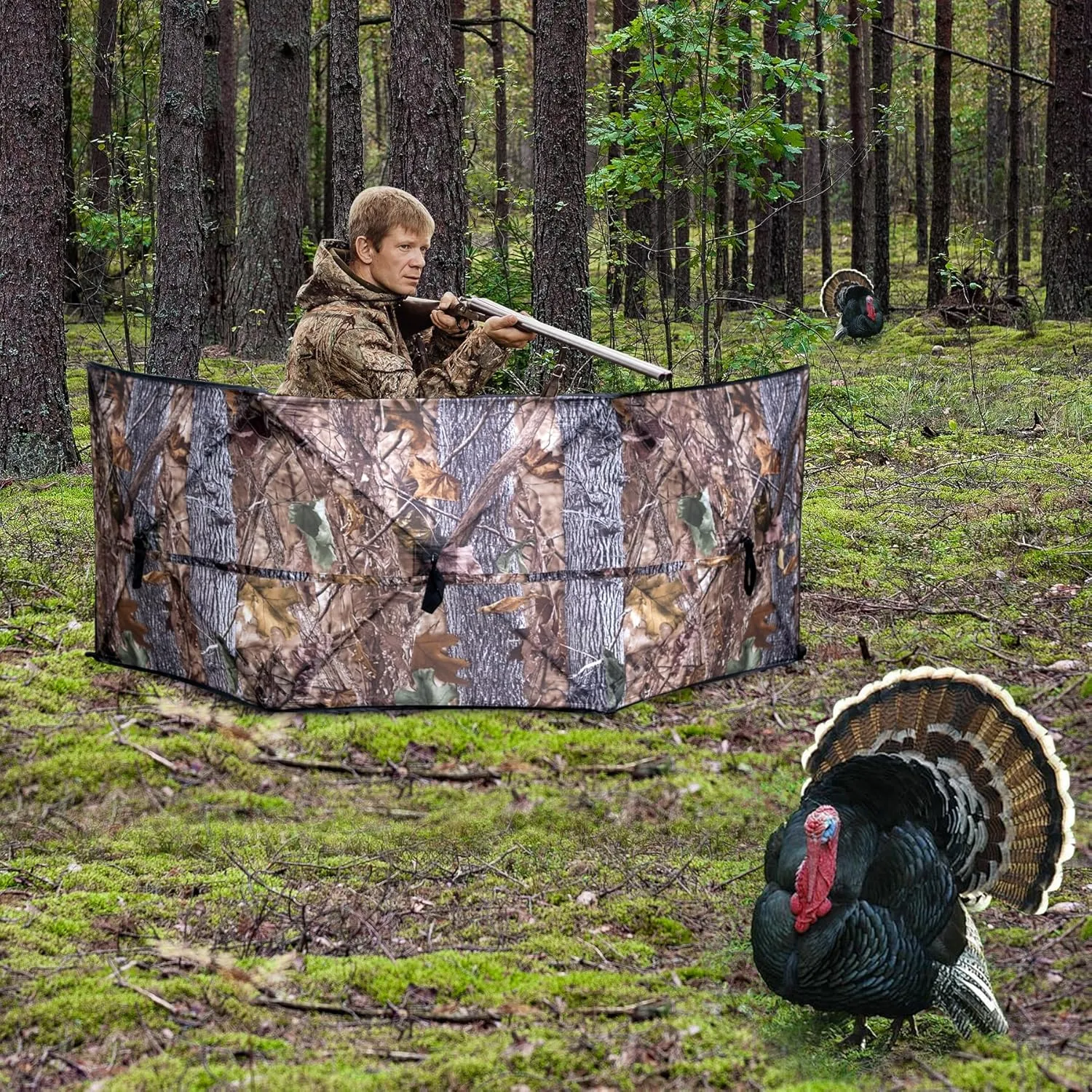 Hunting Blind for Turkey Pop Up Ground Blind Portable & Silent 3-Panel Hunting Ground Blinds for Deer Duck Turkey Hunting