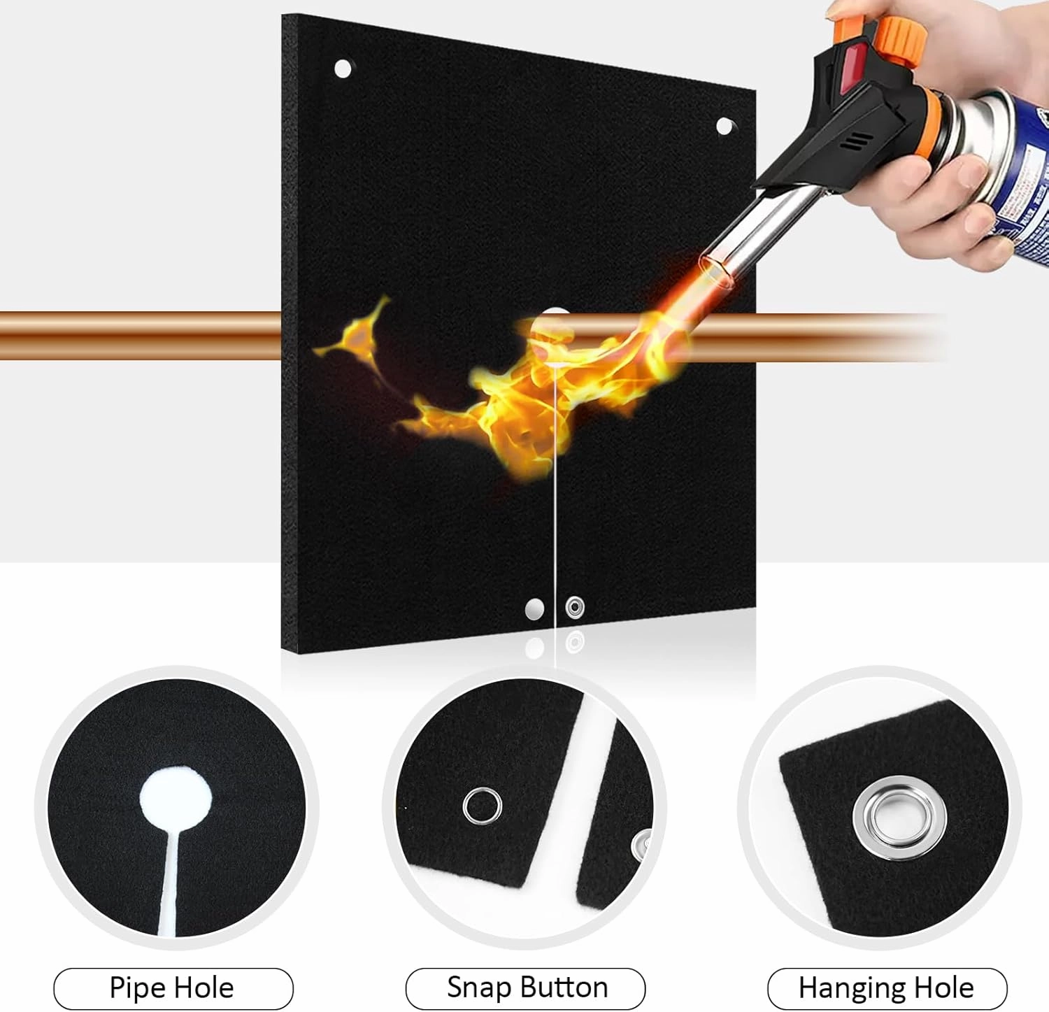 HVAC Tools Welding Blanket Fireproof, 1/5in(5mm) Opening Shape Soldering Blanket, 2 Packs Brazing Heat Shield for Torch Flame Protector, Welding Pad for Plumbing, Solder Plumbers HVAC Torch Protector