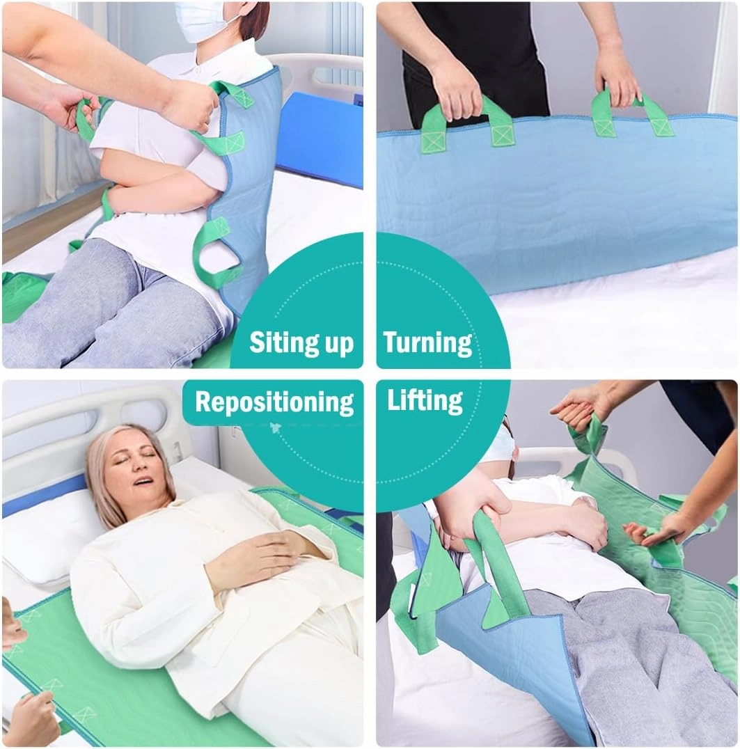 iCOVER 34"x52" Positioning Bed Pad with Reinforced Handles, Waterproof & Reusable Multipurpose Transfer Sheet for Turning, Lifting and Repositioning, Patients/Elderly Moving Pad for Home & Hospital