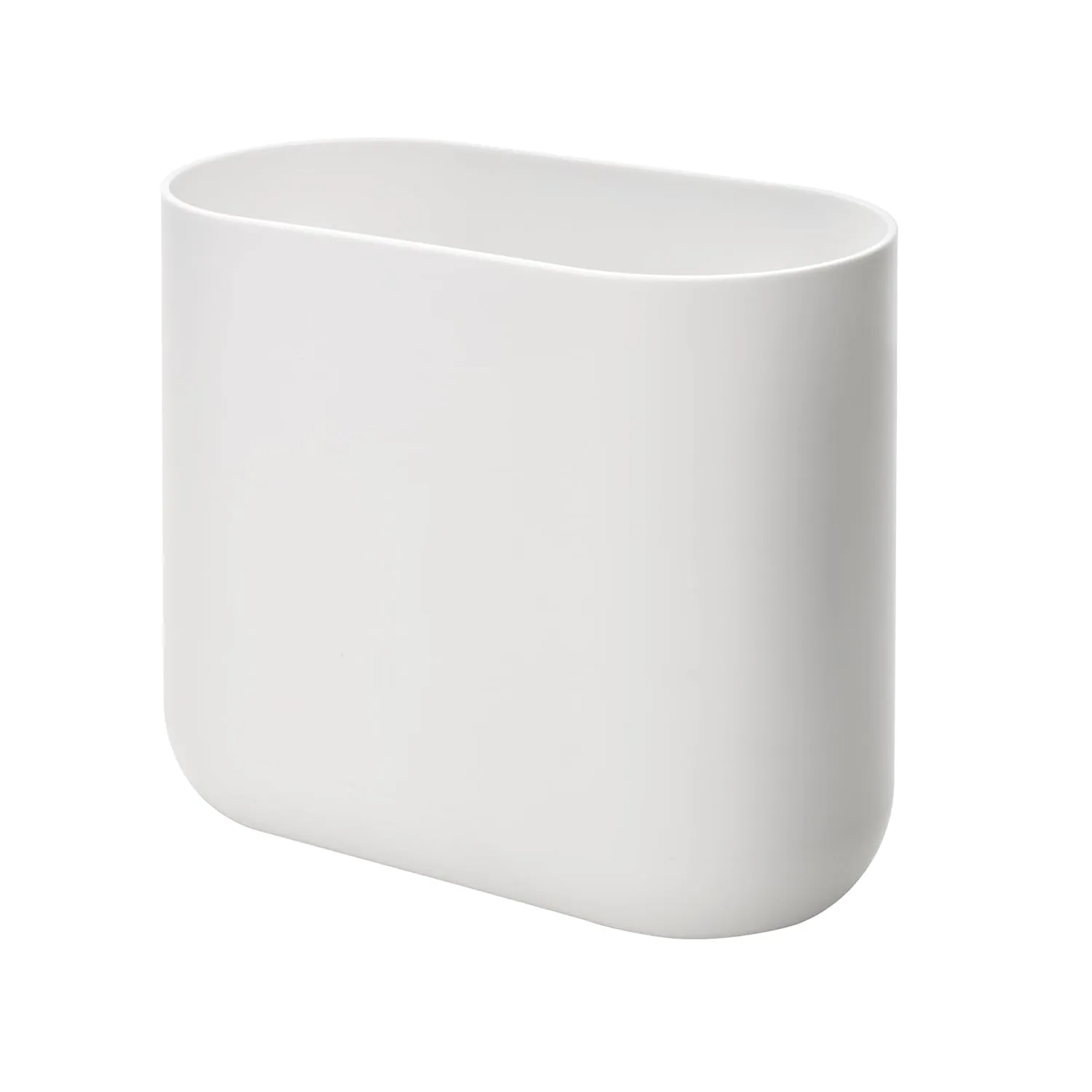 iDesign Slim Oval Plastic Waste Basket The Cade Collection, 10.56” x 5.5” x 9.77”, White