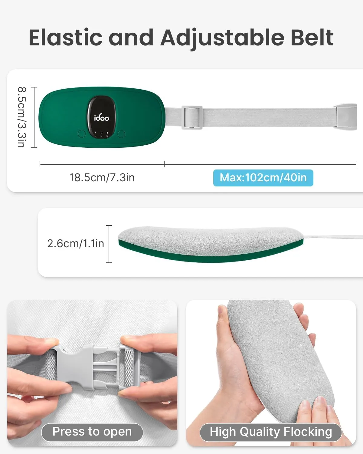 iDOO Travel Heating Pad, FSA HSA Eligible, Portable Heating Pad for Period Cramps with 3 Heat Levels and 3 Massage Modes, Menstrual Heating Pads for Women, Gifts for Girlfriend Mom Wife Women (Green)