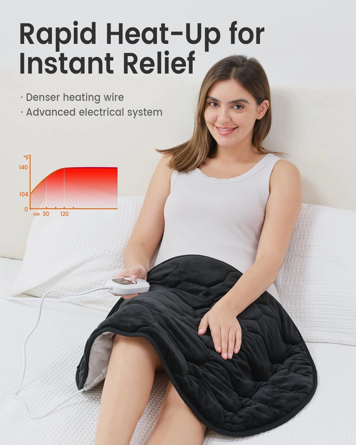 immtree Weighted Heating Pad 7lbs for Deeper Pain Relief, XXXL Size(29x24) Weighted Heating Blanket with Fast Heat Technology,Weighted Lap Heated Blanket, Weighted Heated Pad for Back and Shoulder