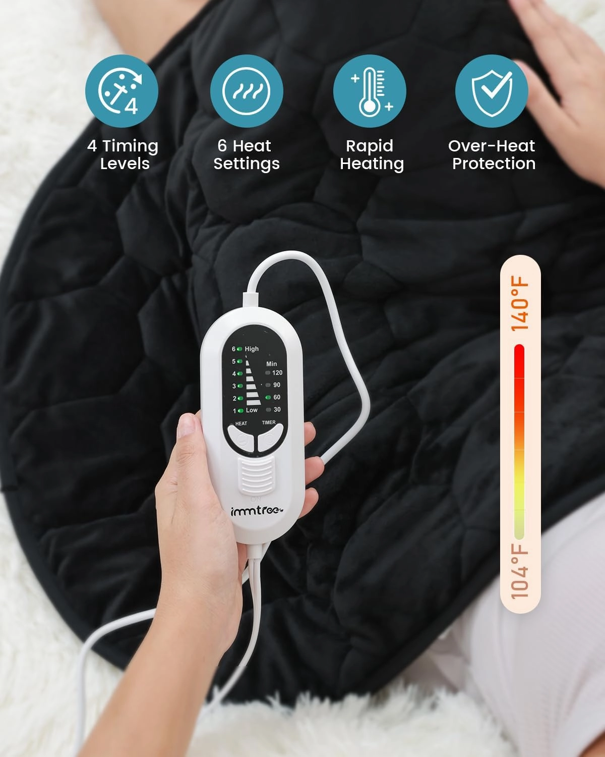 immtree Weighted Heating Pad 7lbs for Deeper Pain Relief, XXXL Size(29x24) Weighted Heating Blanket with Fast Heat Technology,Weighted Lap Heated Blanket, Weighted Heated Pad for Back and Shoulder