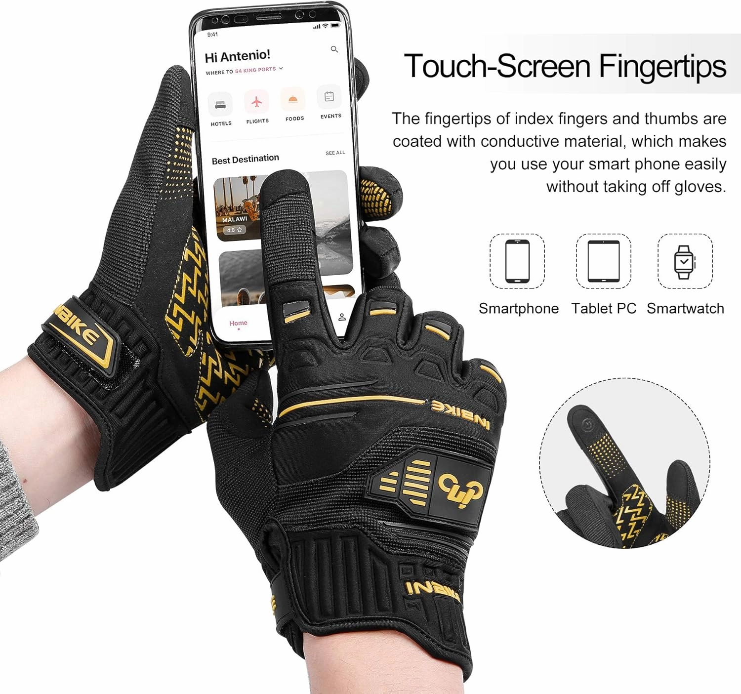 INBIKE Cycling Gloves Bike Glove Anti Slip Shock Absorbing Adjustable Breathable Padded MTB Racing Sports Gloves…