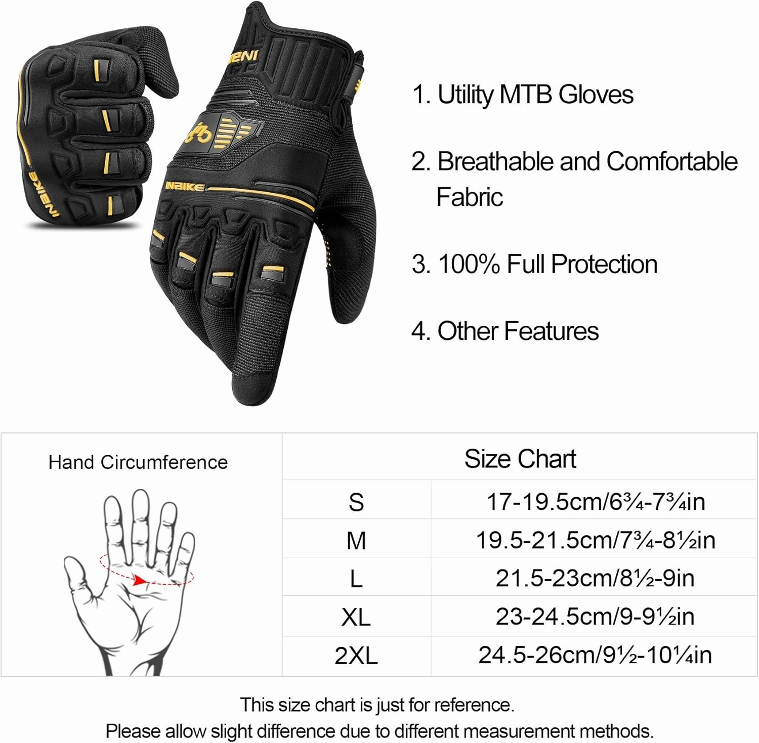 INBIKE Cycling Gloves Bike Glove Anti Slip Shock Absorbing Adjustable Breathable Padded MTB Racing Sports Gloves…