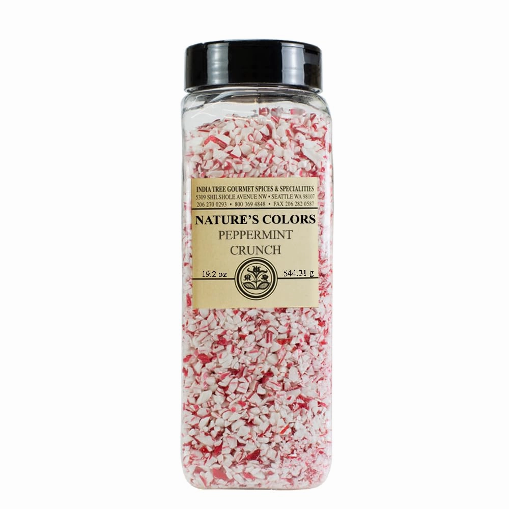 India Tree Peppermint Crunch | Dye-Free Red & White Sprinkles for Cakes, Cookies, and More | 1.5 Pound Pantry Pack, Single