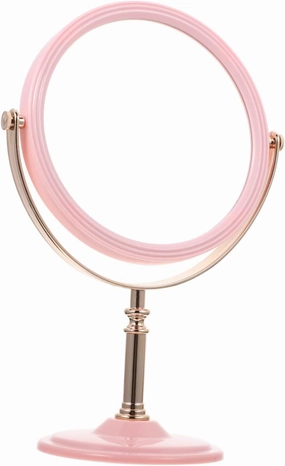 Indoor Girl Cosmetics Mirror Round Modeling Mirror Double Sided Desktop Half Circle Vanity for Boys and Girls Pink