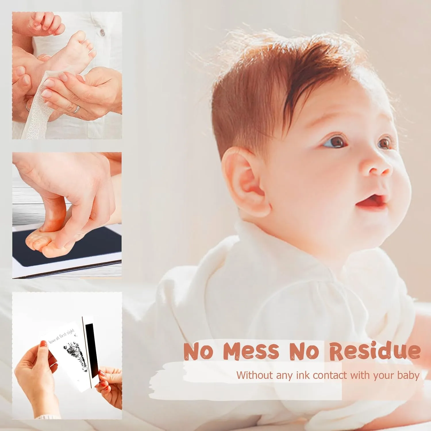 Inkless Baby Hand and Footprint Kit,Clean-Touch Ink Pad Kit,Safe No Mess Printing Infant Hand Foot Stamp,4 Pack Newborn Inkless Print Pads Best Keepsake or Gifts for Family