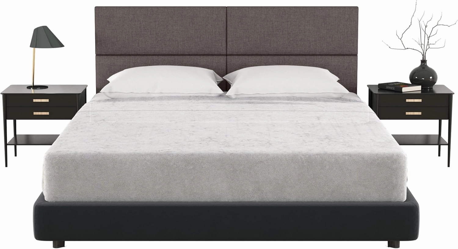 Jaxx Panelist Modern Padded Headboard – Set of 4 Wall Mounted Panels - Queen, Havana Brown Microvelvet