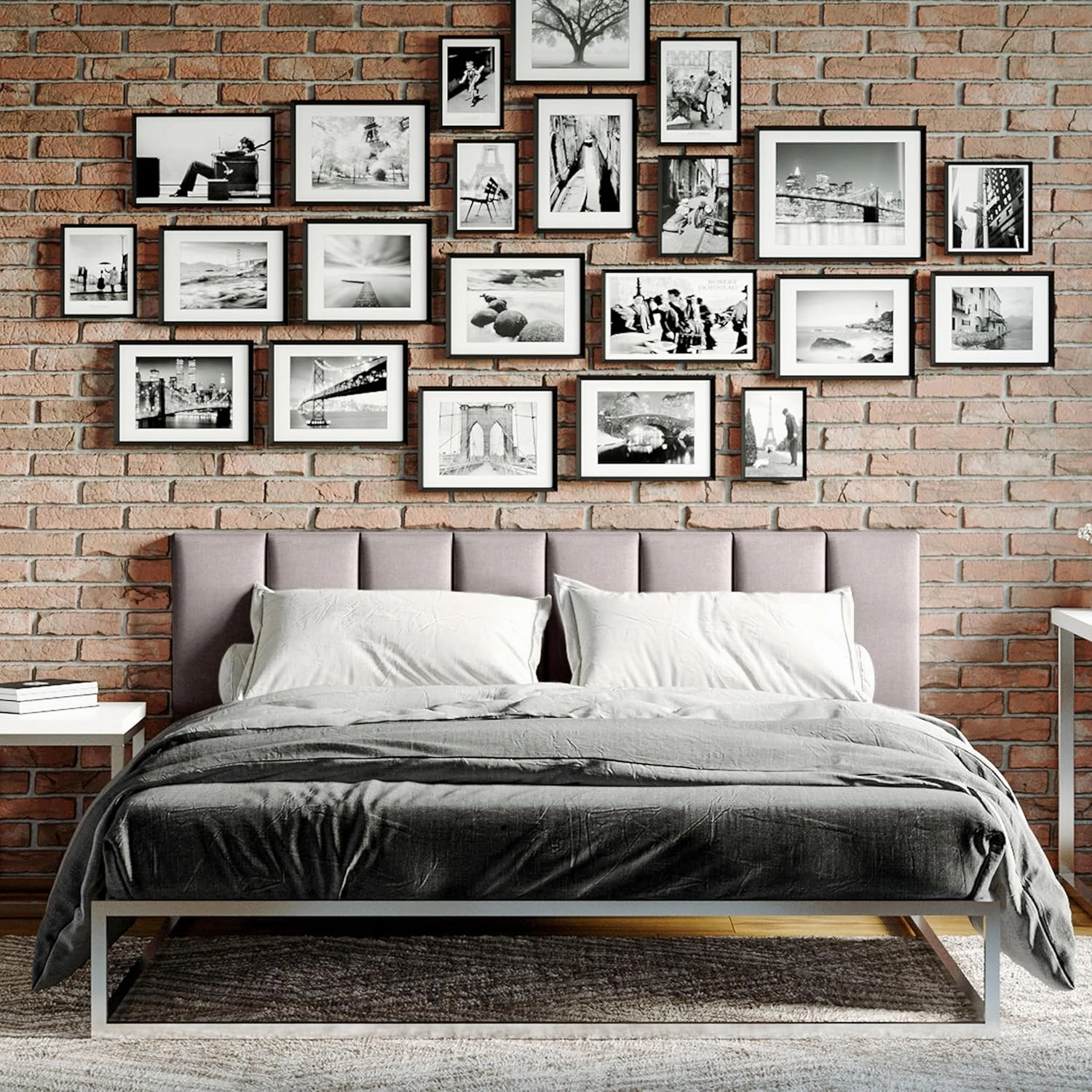 Jaxx Panelist Modern Padded Headboard – Set of 4 Wall Mounted Panels - Queen, Havana Brown Microvelvet