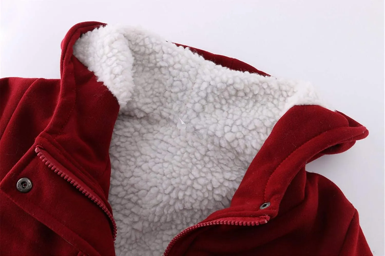 JiangWu Womens Fashion Horn Button Fleece Thicken Coat with Hood Winter Warm Jacket