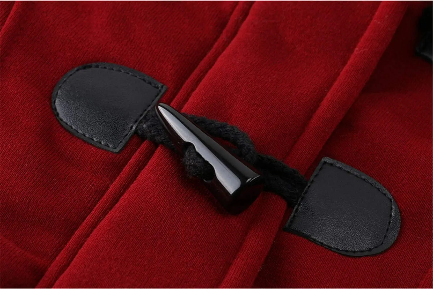 JiangWu Womens Fashion Horn Button Fleece Thicken Coat with Hood Winter Warm Jacket