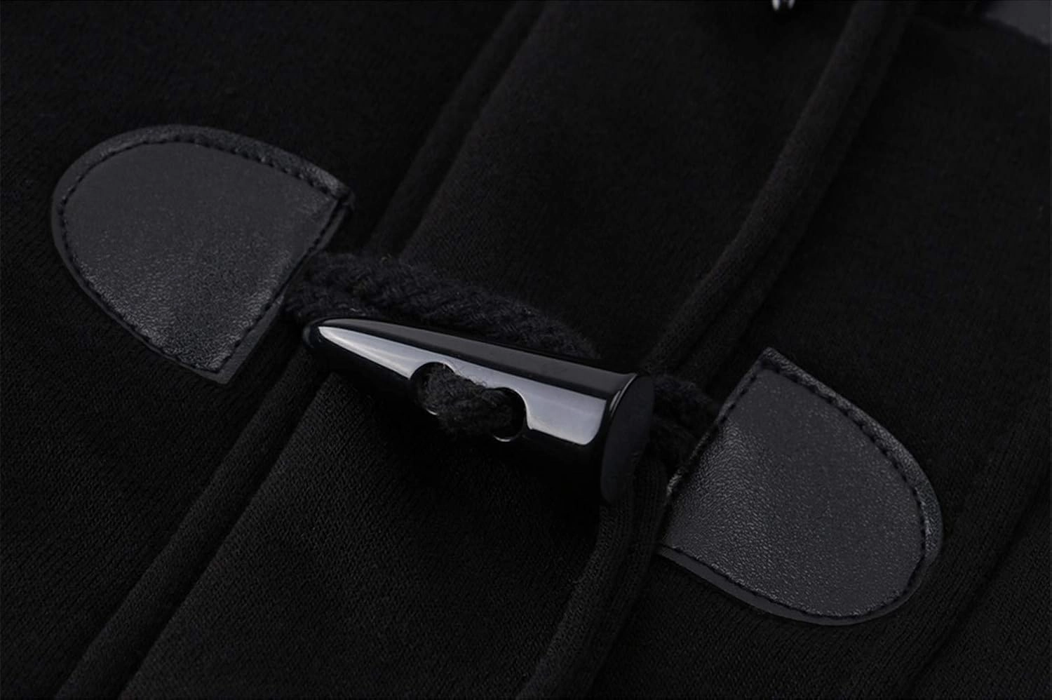 JiangWu Womens Fashion Horn Button Fleece Thicken Coat with Hood Winter Warm Jacket