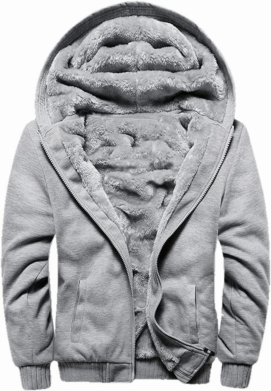 JiangWu Womens Fashion Horn Button Fleece Thicken Coat with Hood Winter Warm Jacket