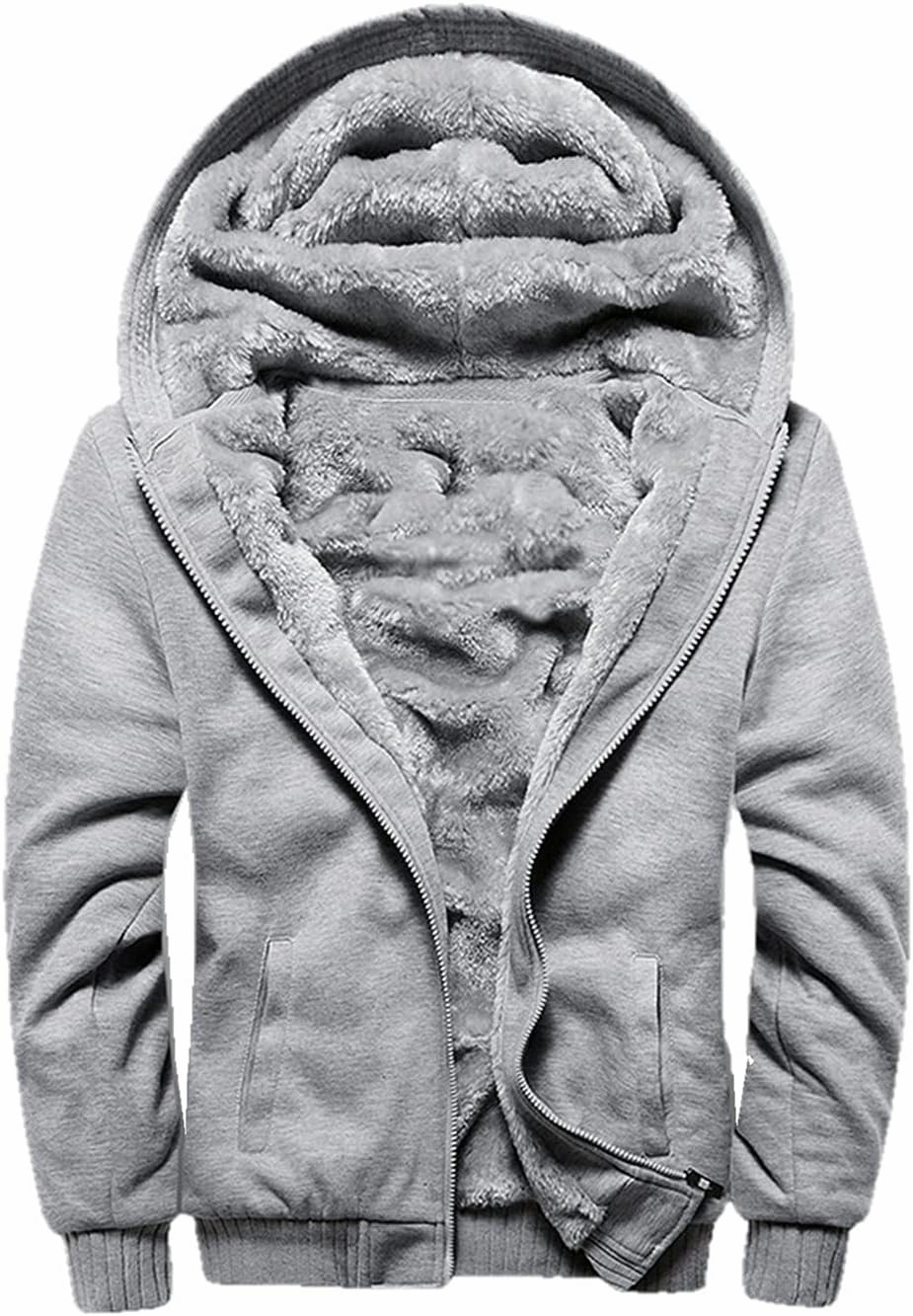 JiangWu Womens Fashion Horn Button Fleece Thicken Coat with Hood Winter Warm Jacket