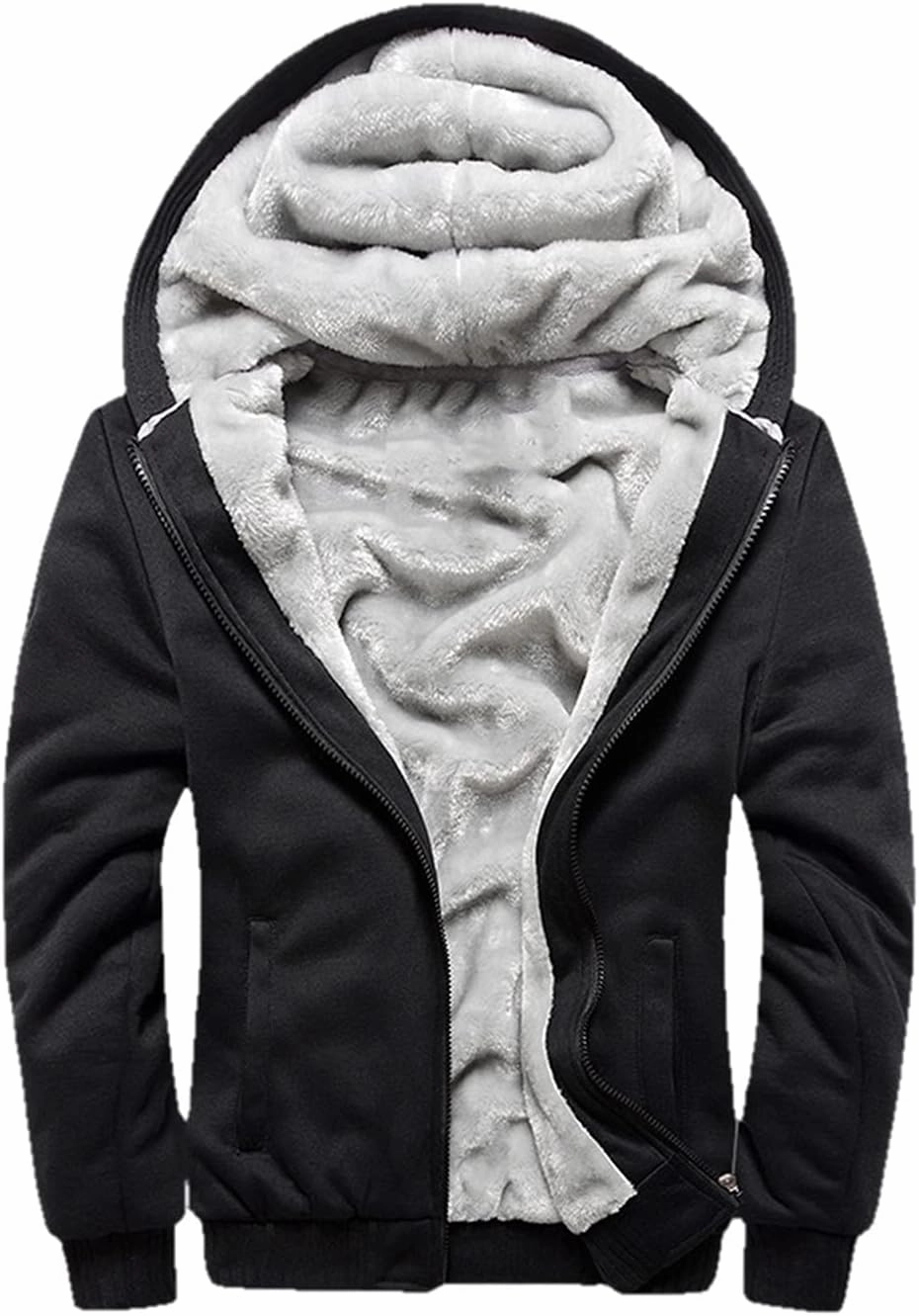 JiangWu Womens Fashion Horn Button Fleece Thicken Coat with Hood Winter Warm Jacket