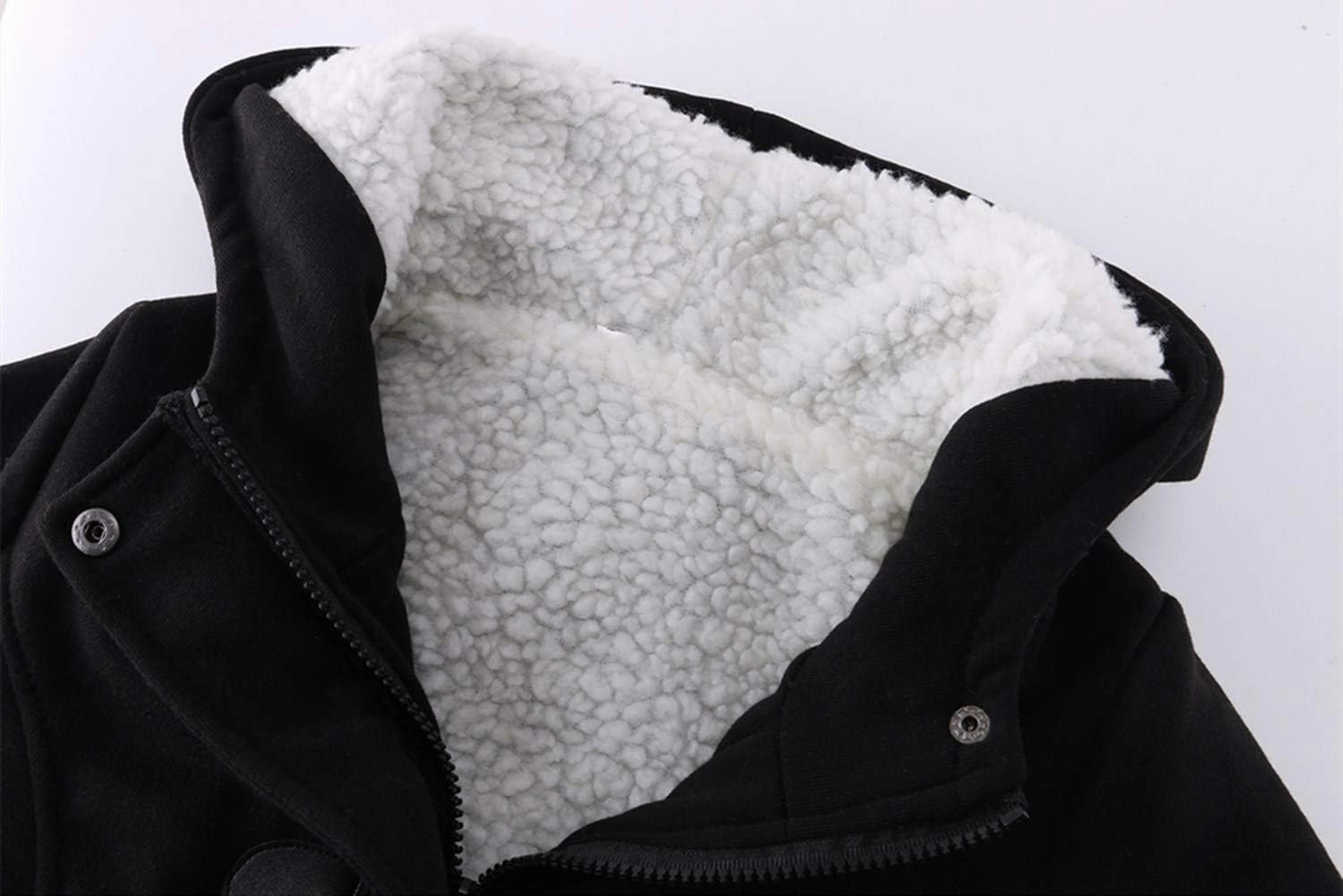JiangWu Womens Fashion Horn Button Fleece Thicken Coat with Hood Winter Warm Jacket