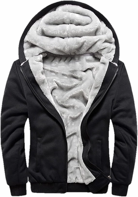 JiangWu Womens Fashion Horn Button Fleece Thicken Coat with Hood Winter Warm Jacket