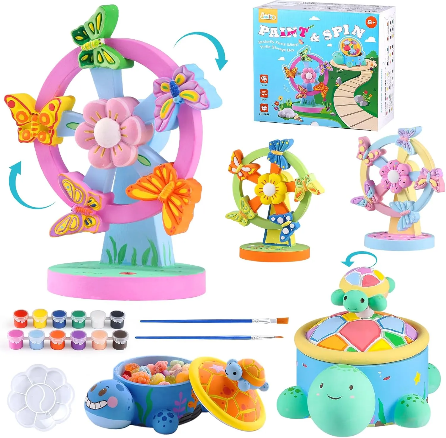JMMICO Ceramic Painting Kit for Kids, Stepping Stones Kit for Kids Craft, Paint Your Own Ceramic to Paint Crafts for Girls 8-12 Toys, Arts and Crafts Gifts for 8-12 Year Old Girls Boys