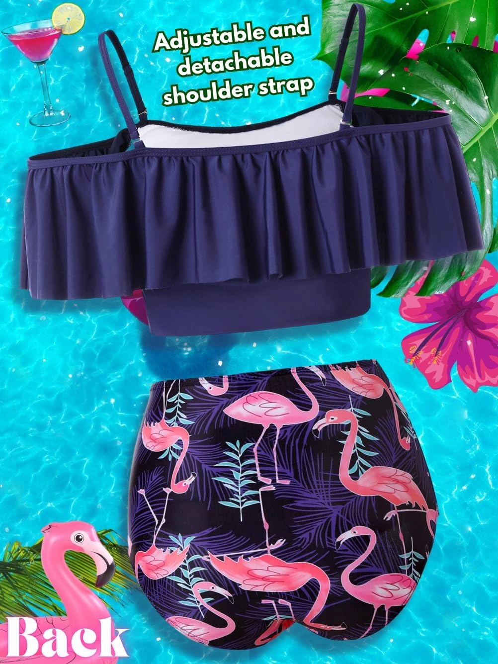 Kaei&Shi High Waisted Flounce Bikini Set,Tummy Control Swimsuits for Women,Off Shoulder
