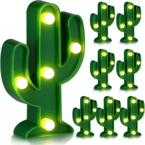 Kathfly 8 Pcs LED Night Light Cactus Night Table Lamp Cactus Party Decorations Cute Mini Lamp LED Light for Bedroom Garden Home Cinco De Mayo Mexican Party Decor Gift(2.76 x 4.72 x 0.98 in)