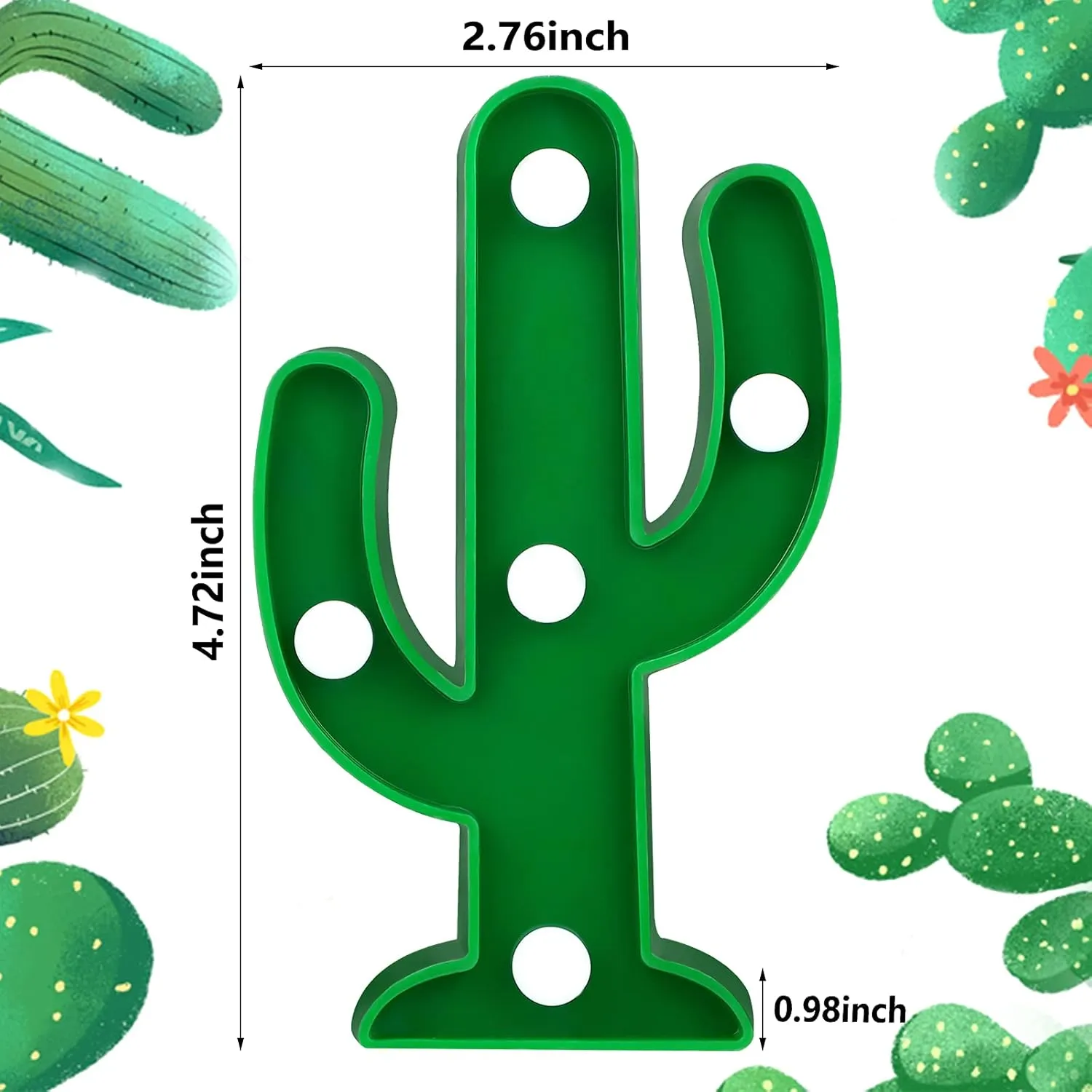 Kathfly 8 Pcs LED Night Light Cactus Night Table Lamp Cactus Party Decorations Cute Mini Lamp LED Light for Bedroom Garden Home Cinco De Mayo Mexican Party Decor Gift(2.76 x 4.72 x 0.98 in)