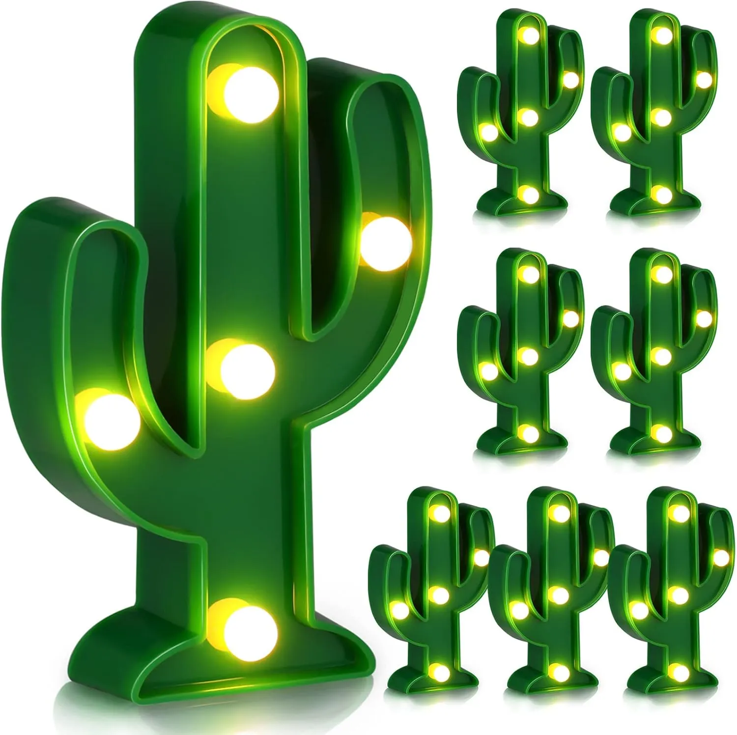 Kathfly 8 Pcs LED Night Light Cactus Night Table Lamp Cactus Party Decorations Cute Mini Lamp LED Light for Bedroom Garden Home Cinco De Mayo Mexican Party Decor Gift(2.76 x 4.72 x 0.98 in)