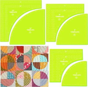 Kigley 3 Set Drunkards Path Quilting Templates Large Quilting Rulers and Templates for Cutting Patterns with 1/4" Seam Allowance Supplies for DIY Craft(Green,10 x 8 x 6'')
