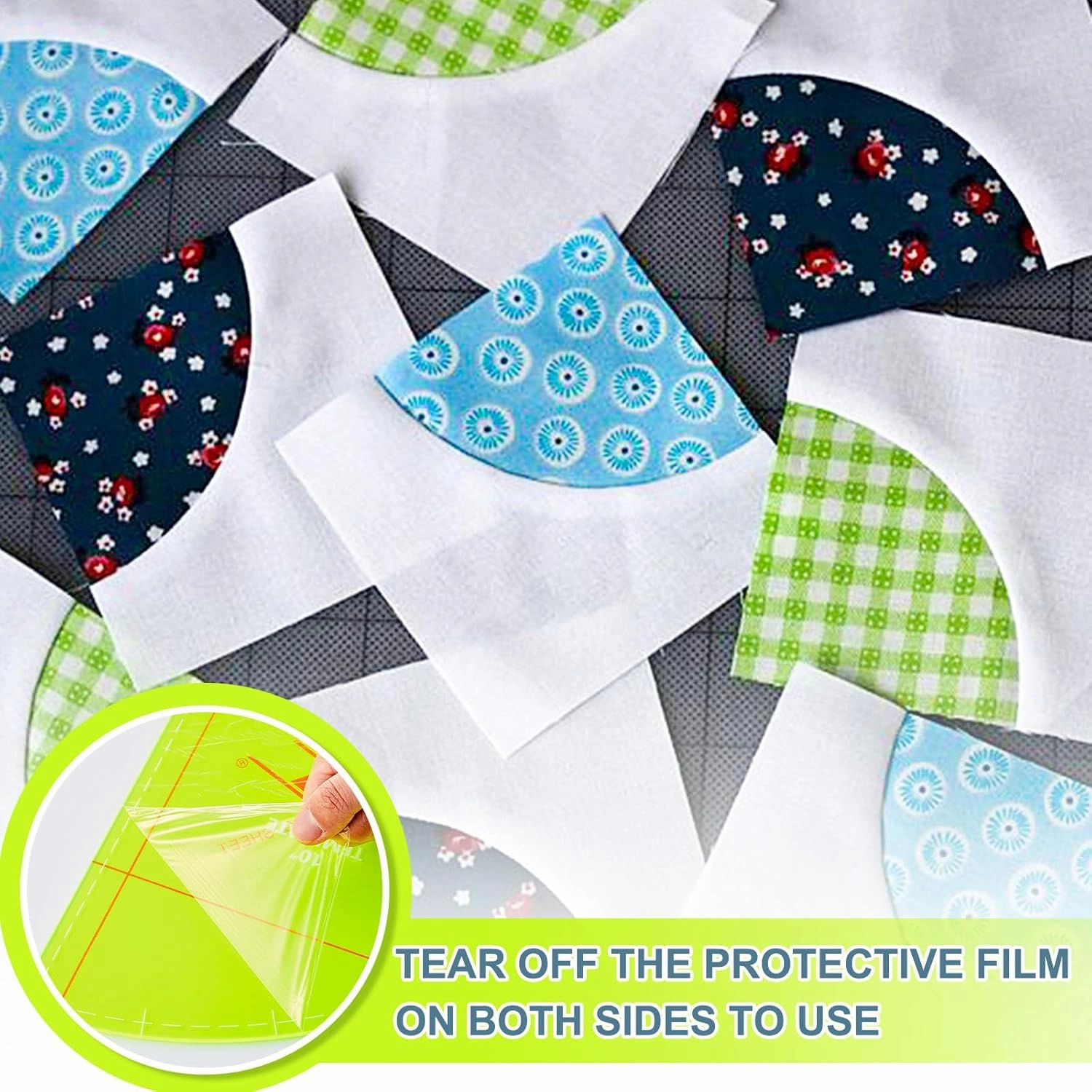 Kigley 3 Set Drunkards Path Quilting Templates Large Quilting Rulers and Templates for Cutting Patterns with 1/4" Seam Allowance Supplies for DIY Craft(Green,10 x 8 x 6'')