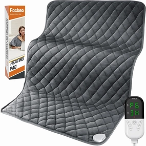 King Size Heating Pad for Back Pain & Cramps Relief Electric Heating Pad for Body Moist&Dry Heat Pad for Neck Shoulder Heat Pad Auto Shut Off Temperature Settings Machine Washable Gray 35"x20"