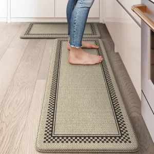 Kitchen Mats Cushioned Anti Fatigue, Waterproof Non Slip Kitchen Mat [2PCS], Memory Foam Kitchen Floor Mats, Ergonomic Comfort Kitchen Mats for Floor, Office, Jute