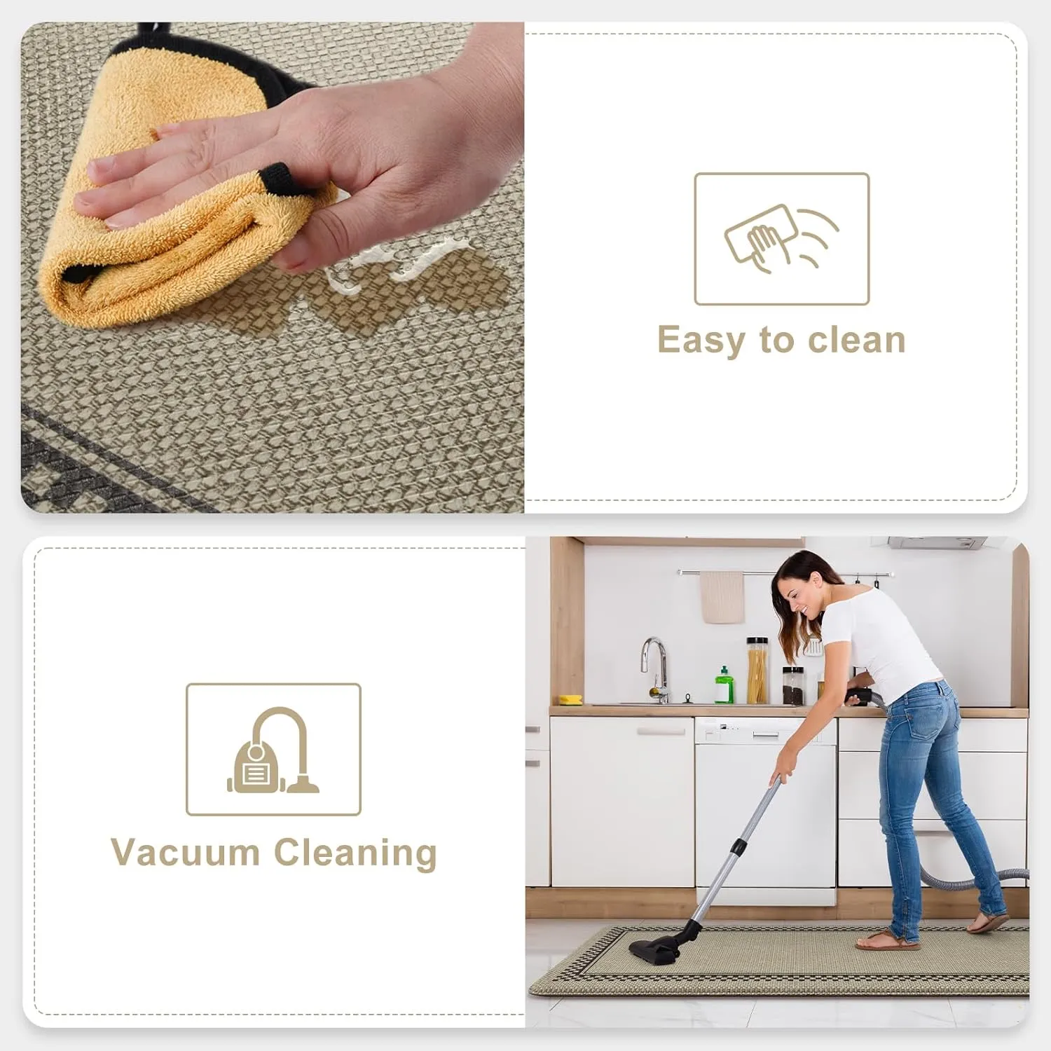 Kitchen Mats Cushioned Anti Fatigue, Waterproof Non Slip Kitchen Mat [2PCS], Memory Foam Kitchen Floor Mats, Ergonomic Comfort Kitchen Mats for Floor, Office, Jute