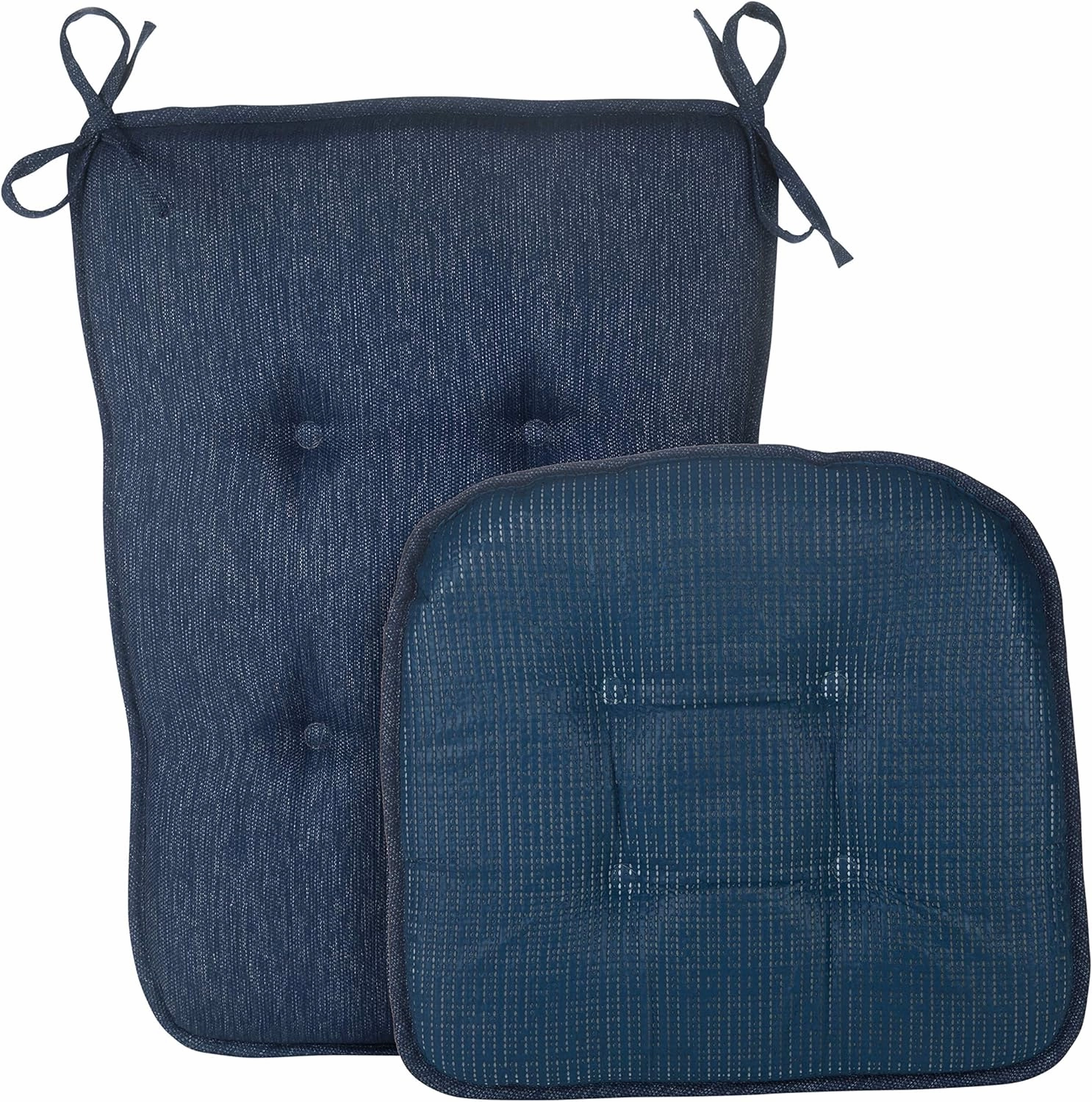 Klear Vu Embrace Rocking Chair Cushion, Assembled in The USA, Tufted Back Pads for Living Room, Nursery, or Home Office, 16"x15" Seat and 24"x17" Seatback, 2 Piece Set, Blue