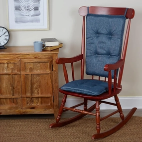 Klear Vu Embrace Rocking Chair Cushion, Assembled in The USA, Tufted Back Pads for Living Room, Nursery, or Home Office, 16"x15" Seat and 24"x17" Seatback, 2 Piece Set, Blue