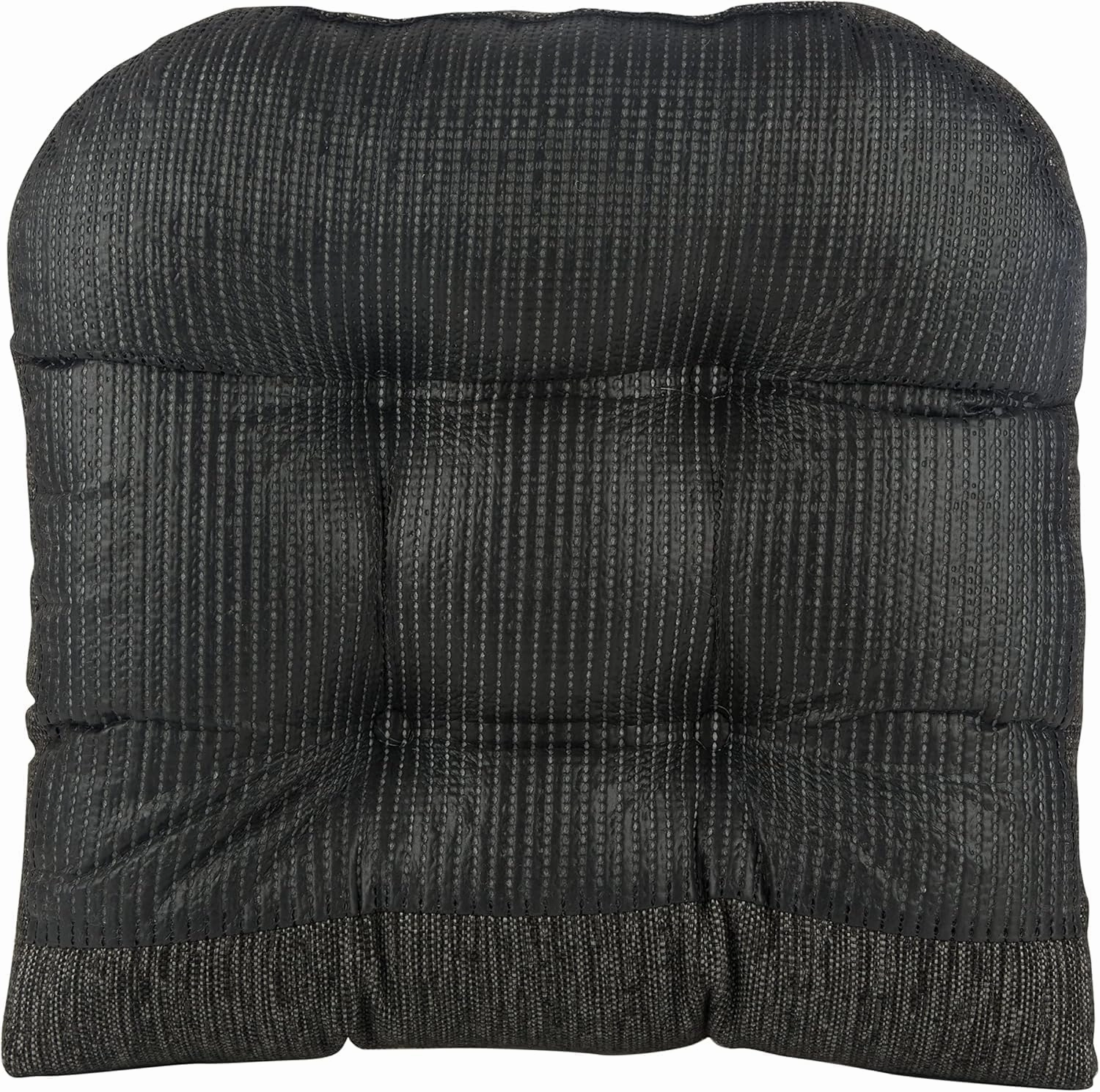 Klear Vu Gripper Overstuffed Universal Non-Slip Dining Chair Cushions for Kitchen Decor or Office Use, U-Shaped Skid-Proof Seat Pad, 17x17 Inches, 2 Count (Pack of 1), Chenille Black