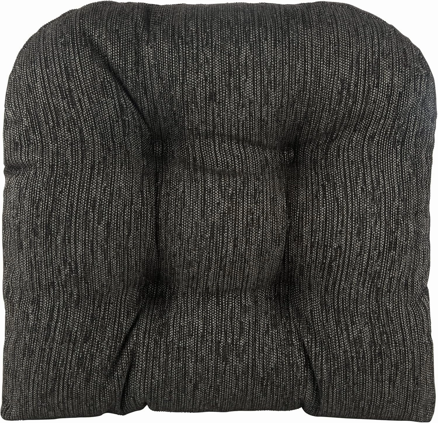 Klear Vu Gripper Overstuffed Universal Non-Slip Dining Chair Cushions for Kitchen Decor or Office Use, U-Shaped Skid-Proof Seat Pad, 17x17 Inches, 2 Count (Pack of 1), Chenille Black